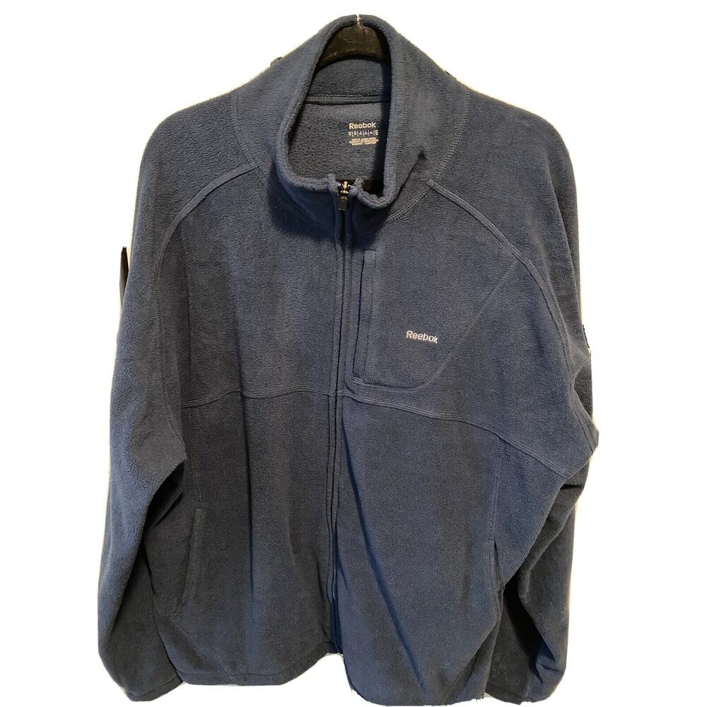 Reebok Navy Blue Fleece Zip Up Men’s Jacket Xl Long Sleeve